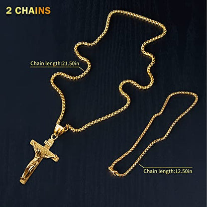 Cross Pendant for Car Rearview Mirror Charm Jesus Cross Necklace Jewelry Men Auto Interior Car Decor Crucifix Christian Religious Gift (Bronze)