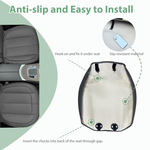 2 Pack Leather Front Car Seat Cover Bottom Only, Anti-Slip Padded Seat Cushion, Full Wrap Seat Protector with Storage Function Universal Fit for Most Cars, SUV, Pick-up Trucks (Grey) - color: Grey
