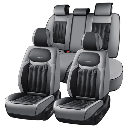 Coverado Seat Covers Full Set, Car Seat Covers 5 Seats, Front and Back Car Seat Protector, Automotive Seat Covers Fit for Most Sedans SUV Pick-ups Trucks, Gray&Black - color: Gray&Black, size: Full Set