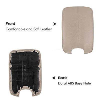 A ABIGAIL Center Console Armrest Cover Repacement Compatible with 2008 2009 2010 2011 2012 Honda Accord Auto Leather Suture Console Lid Cover Replacement (Beige) - color: Beige
