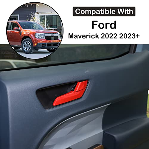 Aunginsy 8Pcs Car Inner Door Handle Switch Panel Trim Cover Compatible with Ford Maverick 2022-2025 Pickup Front Rear Door Handle Bowl Frame Panel Protector Decorative Sticker ABS Interior Accessories - color: Red
