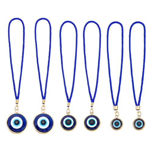 NBEADS 6 Pcs 3 Styles Evil Eye Car Hanging Ornament, Evil Eye Rear View Mirror Car Charm Turkish Blue Eye Car Accessories for Car Decoration Wedding Party Christmas Favors Gift