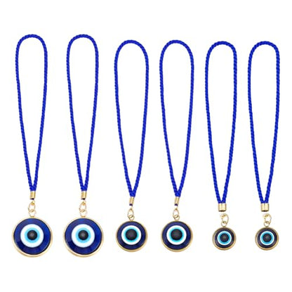 NBEADS 6 Pcs 3 Styles Evil Eye Car Hanging Ornament, Evil Eye Rear View Mirror Car Charm Turkish Blue Eye Car Accessories for Car Decoration Wedding Party Christmas Favors Gift