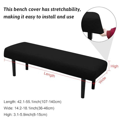 Stretch Bench Covers, Bench Seat Covers, Bench Cushions Covers, Printed Bench Seat Protector, Washable Bench Slipcover, Rectangle Bench Covers for Dining Room, Living Room, Kitchen(Argyle black) - color: Argyle Black