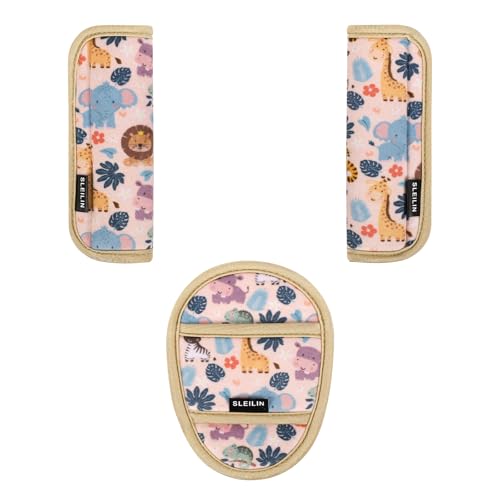 3 Pcs Car Seat Straps Shoulder Pads Suit for Kids : Ultra-Soft Child Car Seat Strap Covers, Kids Car Seat Strap Pads, Cute Plush Printed Seat Belt Covers, Hip Support, for Pushchair, Baby Stroller
