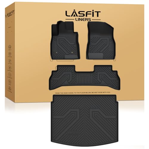 LASFIT Floor Mats & Cargo Mat(Lower Position) for Buick Encore GX 2020-2026(Only Fit FWD), TPE All Weather Custom Fit 1st & 2nd Row Rubber Car Mats and Cargo Liner for Buick Accessories, Black - size: 1)2020-2026|For Buick Encore GX FWD|Floor & Cargo