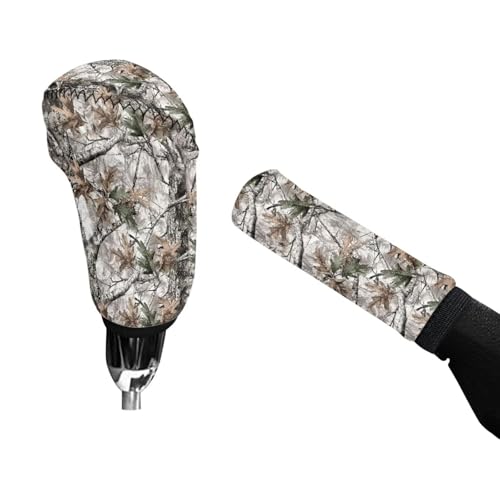 AFPANQZ Car Gear Shift Knob Cover Set with Handbrake Cover Sleeve Cloth, Branch Print 2 Piece Auto Protective Interior Accessiores for Women Men 2 pcs Fit Most Cars Sedan SUV Van Truck - color: Branch