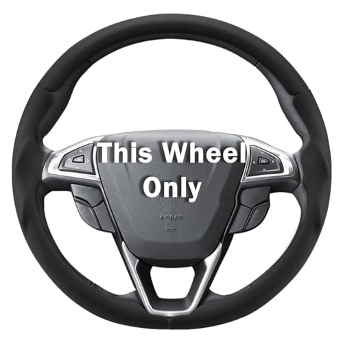Steering Wheel Cover for Ford Fusion 2013-2020/ Edge 2015-2024 Steering Wheel Cover Protector Accessories (Black Leather) - color: Black Leather, size: For Fusion 2013-2020