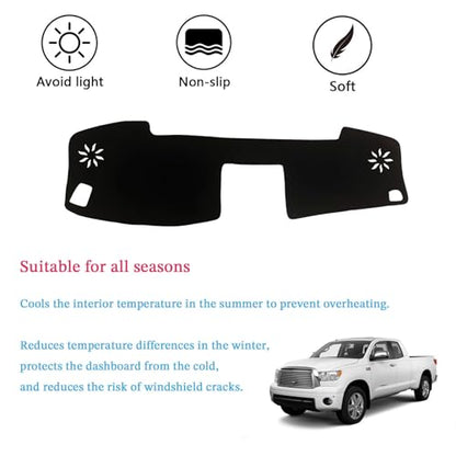 Dashboard Cover Suitable for Toyota Tundra 2008-2013 Car Dashboard Cover Sun Visor Mat Non-Slip Polyester Dashboard Accessories (Black) - size: 2008-2013 For Toyota Tundra