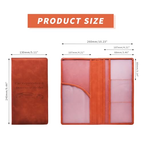 Car Registration and Insurance Card Holder - Vehicle Glove Box Document Organizer - Premium PU Leather Wallet Case - Driver License - Coffee - color: Coffee