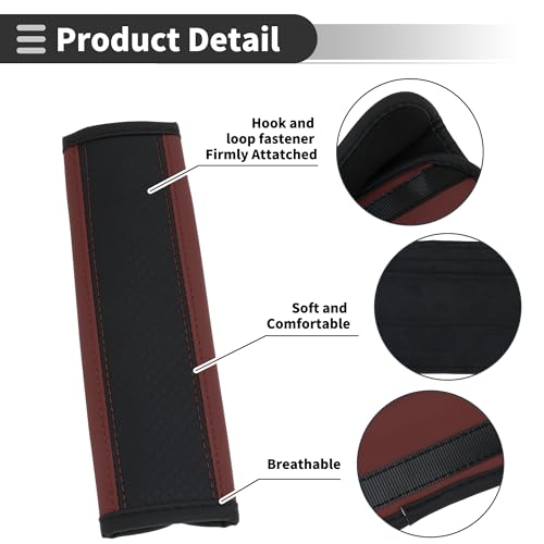 Black Claret Seat Belt Cover Pad Faux Leather 24cm Seatbelt Strap Cushion Shoulder Padding 2 Pcs - color: Black,Claret