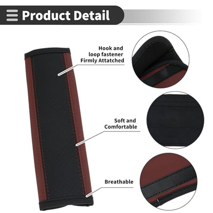 Black Claret Seat Belt Cover Pad Faux Leather 24cm Seatbelt Strap Cushion Shoulder Padding 2 Pcs - color: Black,Claret