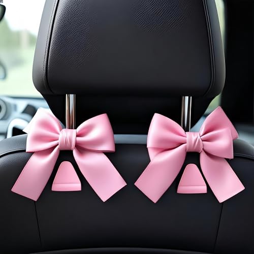 2-Pack Car Purse Hooks for Hanging Purses and Bags, Cute Bow car seat headrest Hooks for Hanging car Purse Hooks. (Barbie Pink) - color: Barbie pink