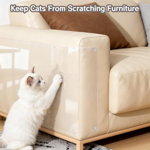 118" x 8.2" Door Protector from Cat Scratching, Clear Anti Dog Scratching Furniture Protector, Single Side Adhesive for Pets – with 30 Twist Pins, No-Residue - size: 118" x 8.2"