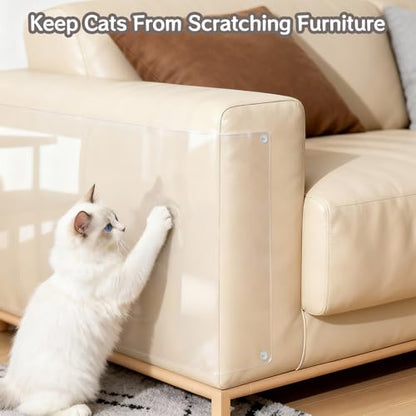 118" x 11.8" Door Protector from Cat Scratching, Clear Anti Dog Scratching Furniture Protector, Single Side Adhesive for Pets – with 30 Twist Pins, No-Residue - size: 118" x 11.8"
