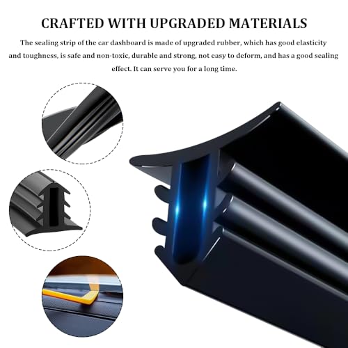 1PCS Car Dashboard Seal Strip, Automotive Door Weather Stripping, Black 2m Rubber Seal Protector Guard Strip, Universal Accessory Car Windshield Trim Seal Strip Fit for Trucks, Boats, RVs