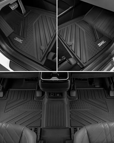 3W Floor Mats & Cargo Liner with Backrest Mats for 2020-2025 Kia Telluride 7&8 Seats, TPE All Weather Custom Fit Floor Liners with Full Set Kia Telluride Floor Mats & Trunk Mats Accessories, Black - size: 1.For Kia Telluride | 20-25 | Combo Set