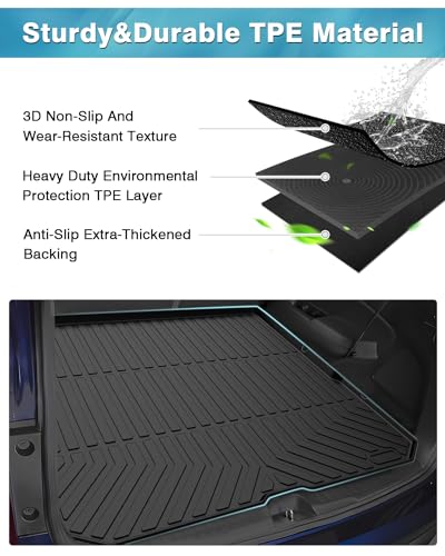 Powerty Trunk Mat for 2016-2021 2022 Honda Pilot Accessories Cargo Mats TPE All Weather Cargo Liner Back Seat Cover Heavy-Duty Trunk Liners - size: Cargo Mat｜For｜16-22｜Honda Pilot