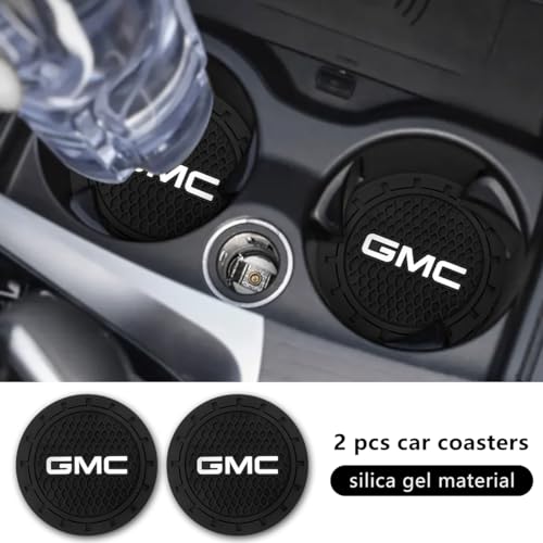 Car Cup Holder Coaster for GMC Sierra Denali Canyon Terrain Yukon Jimmy Acadia Recessed Silicone Cupholder Coaster Interior Accessories 2.75in 2Pack - color: Black-01