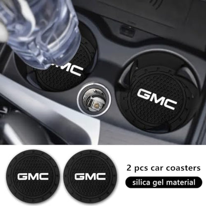 Car Cup Holder Coaster for GMC Sierra Denali Canyon Terrain Yukon Jimmy Acadia Recessed Silicone Cupholder Coaster Interior Accessories 2.75in 2Pack - color: Black-01