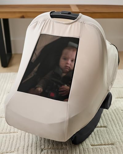 Skip Hop All Seasons Baby Car Seat Cover 4 in 1 Universal Fit with UPF40+ Sunshade and Water Resistant Fabric Oat - color: All Season Oat