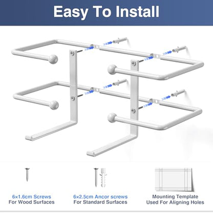 Glove Box Dispenser Wall Mount: White Holder Organizer for Disposable Glove & Tissue Box - Organizer on Wall in Lab, Kitchen, Bathroom, Garage