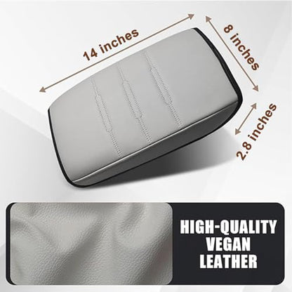Center Console Cover Compatible with 23 24 2025 2026 Honda CR-V Accessories CRV Hybrid LX EX EX-L Sport Touring Armrest Cover Lid Cushion Protector Vegan Leather Extra Soft(Gray/Gray Trim)