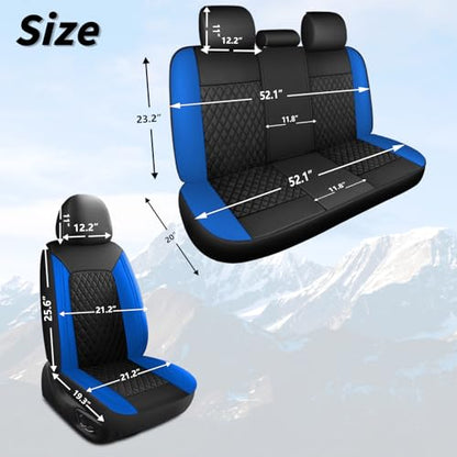 HChengkikz Car Seat Covers, Breathable and Waterproof Seat Covers, Luxury PU Universal Fit Automotive Airbag Compatible for Cars Sedans SUV and Truck (2 Pieces, Front Seat, Black + Blue) - color: N1 Black Blue, size: Front Seat