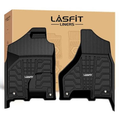 LASFIT Floor Mats for Ram 1500/2500/3500 Crew Cab 2013-2018 Front, for Ram 1500 Classic Crew Cab 2019-2024 All Weather TPE Custom Fit Car Mats Truck Front Liners 1st Row Only, Black - style: 1) 1500/2500/3500 | 2013-2018 |Crew Cab Front Floor Mats