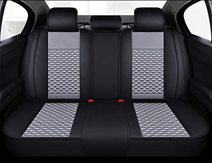 Bling Retro Fashion Lattice Silk and Leather Purple Car Seat Covers Front and Rear Seat Covers Universal Fit (Grey-Basic) - color: Grey-Basic