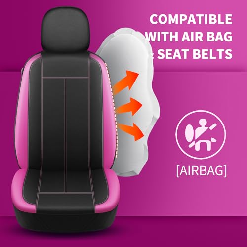 HChengkikz Car Seat Covers Full Set, Waterproof Neoprene Car seat Covers Full Set, Airbag Compatible, Universal Fit Automotive Seat Covers for Most Cars, Trucks, SUVs (Black + Pink) - color: N816 Black Pink, size: Full Set