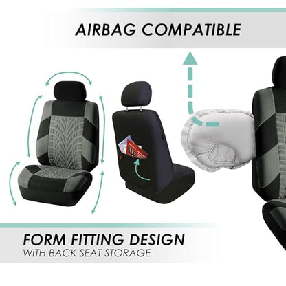 FH Group Three Row Set 7 Seater Gray Travel Master Car Seat Covers, Airbag and Split Rear Car Seat Cover Universal Fit Interior Accessories for Cars Trucks & SUV Automotive Seat Covers - color: Gray