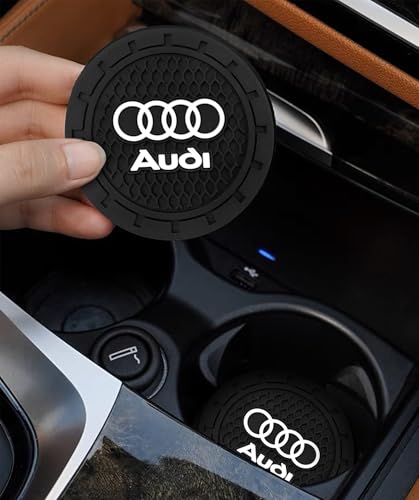 Car Cup Holder Coaster for Audi A3 RS3 A4 A5 A6 A7 RS7 A8 Q3 Q5 Q7 R8 Cupholder Coaster Interior Accessories 2.75in 2Pieces Black - color: Black-06