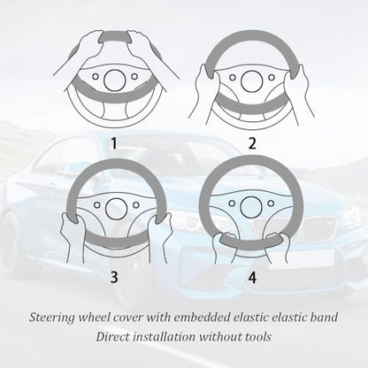 15In Cheetah Print Steering Wheel Cover Breathable,Sweat Absorption Car Steering Wheel Cover for Protection,Universal Steering Wheel Wrap Car Decoration Fit for Car Truck SUV