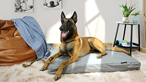 Explore Land Waterproof Dog Bed Cover Canvas Washable Dog Crate Pad Replacement Cover, 48Lx36Wx4H inch, Gray - color: Light Gray With Canvas, size: 48”Lx36”Wx4”H