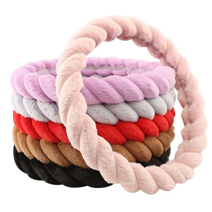 Fluffy Car Steering Wheel Cover, Luxury 14.5-15" Anti-Slip Round Fuzzy Twisted Fur Cute Steering Wheel Protector, Soft Warm Plush Steering Wheel Cover for Women Girls, Car Auto Accessories (Black)