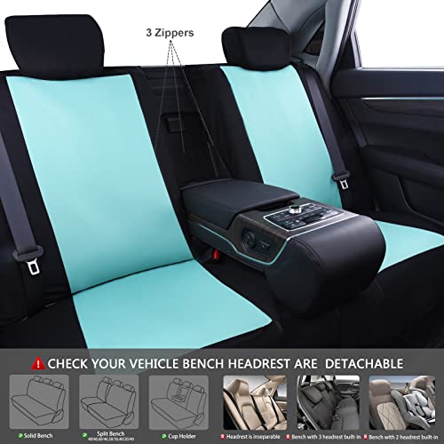 CAR PASS Line Rider Sporty Cloth 11PCS Universal Fit Car Seat Cover -100% Breathable with 5mm Composite Sponge Inside,Airbag Compatible,3zipper Bench(Full Set, Black and Mint) - color: Black and Mint, size: Full Set