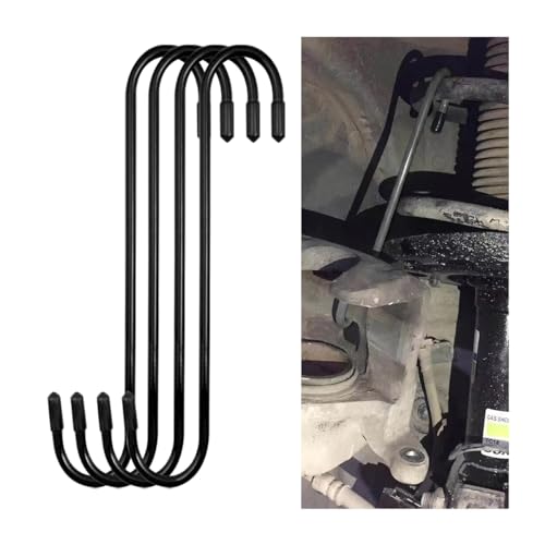 4PCS Car Brake Caliper Hooks, Vehicle Caliper Hangers with Rubber Caps, S-Shaped Automotive Accessories for Braking, Axle, Bearing, Suspension Work for SUV, Truck, RV（Black/4PCS） - color: Black, size: 4PCS