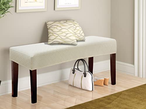 Fuloon Stretch Jacquard Dining Bench Cover - Anti-Dust Removable Bench Slipcover Washable Seat Cushion Protector for Bedroom, Kitchen, Hotel, Banquet (Beige) - color: Beige