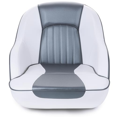 NORTHCAPTAIN Pontoon Boat Seat Captain Bucket Seat with Boat Seat Cover - color: E-White/Silvery Gray