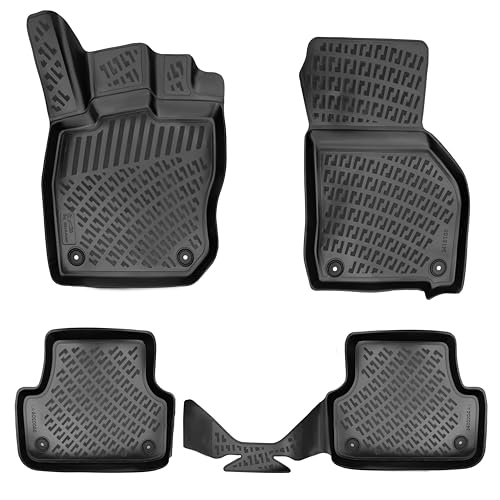 RizLiner Audi A3 2022-2026 Floor Mats 3D Custom Fit Compatible with Audi Rubber Car Mats Laser Measured Floor Liners All Weather Heavy Duty Waterproof Odorless Non-Slip TPE (Front & Rear, Black) - size: A3 2022 - 2026