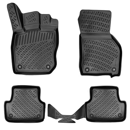 RizLiner Audi A3 2022-2026 Floor Mats 3D Custom Fit Compatible with Audi Rubber Car Mats Laser Measured Floor Liners All Weather Heavy Duty Waterproof Odorless Non-Slip TPE (Front & Rear, Black) - size: A3 2022 - 2026