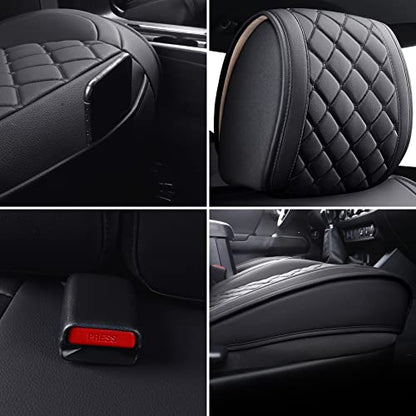 Tomatoman Tacoma Seat Covers Compatible with Toyota Tacoma 2005-2024 2025 2026 TRD Sport Offroad Access Extended Cab SR5 V6 Limited Waterproof Faux Leather(Full Set, Black) - color: Full Set/Black