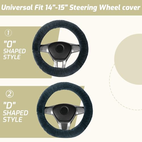 AEGIS Cover Sheepskin Steering Wheel Cover Premium Luxury AUS Genuine Merino Wool All-Season Non-Slip for Cars Fits 14.5-15.5" Wheels (Charcoal) - color: CC