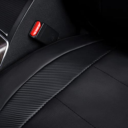 Flying Banner car seat Covers Protects Water Proof Faux Leather Carbon Fiber Fronts Solid Black (Solid Black, Front Pair) - color: Solid Black, size: Front Pair -- 2PCS