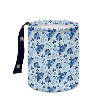 Blue Roses Car Rubbish Bin Portable Waste Basket Can Foldable Auto Waste Storasge Bag Holder with Adjustable Strap for Camping, Travelling, Picnic - color: Blue Roses