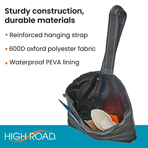 High Road TrimTrash Hanging Car Garbage Bag - Slim and Leakproof Car Trash Bag with Magnetic Closure and Storage Pocket - Attaches to Seat, Glovebox or Console - color: Gray