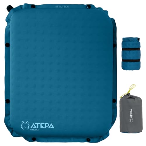 ATEPA Inflatable Seat Cushion, Compact Self-Inflating Seat Cushion for Stadium Airplane Air Travel Bleacher Camping, Blow Up Foam Seat Pad for Outdoor Sports Events Backpacking Hiking Sitting - color: XL Blue