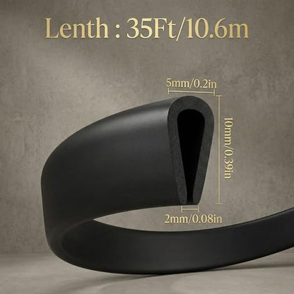 Rubber U Channel Edge Trim, Door Seal Strip, Fits Edge up to 1/16 Inch (1. 6mm) U Shape Weather Stripping(34.8 Feet,Black) - color: Black, size: 34.8 Feet