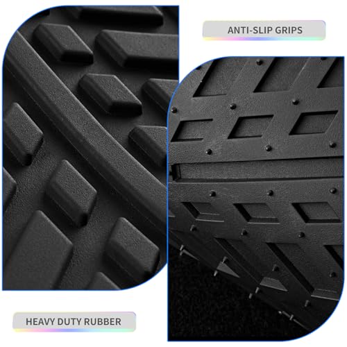 PIC AUTO Car Floor Mats, Blue Aluminum-Molded with Full-Circle Iridescent Inlay Strip Car Mats, Universal-Fit Rubber Mats for Cars, Trucks & SUVs, All-Weather, Non-Slip, Easy-to-Clean Interior Mats